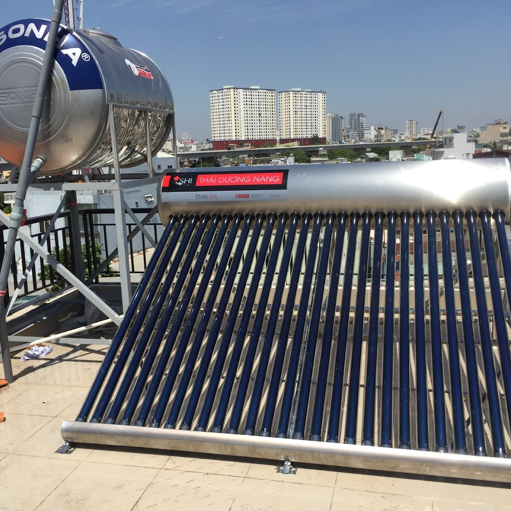 Hình ảnh máy nước nóng năng lượng mặt trời Thái Dương Năng TiTan Ống Dầu Sơn Hà